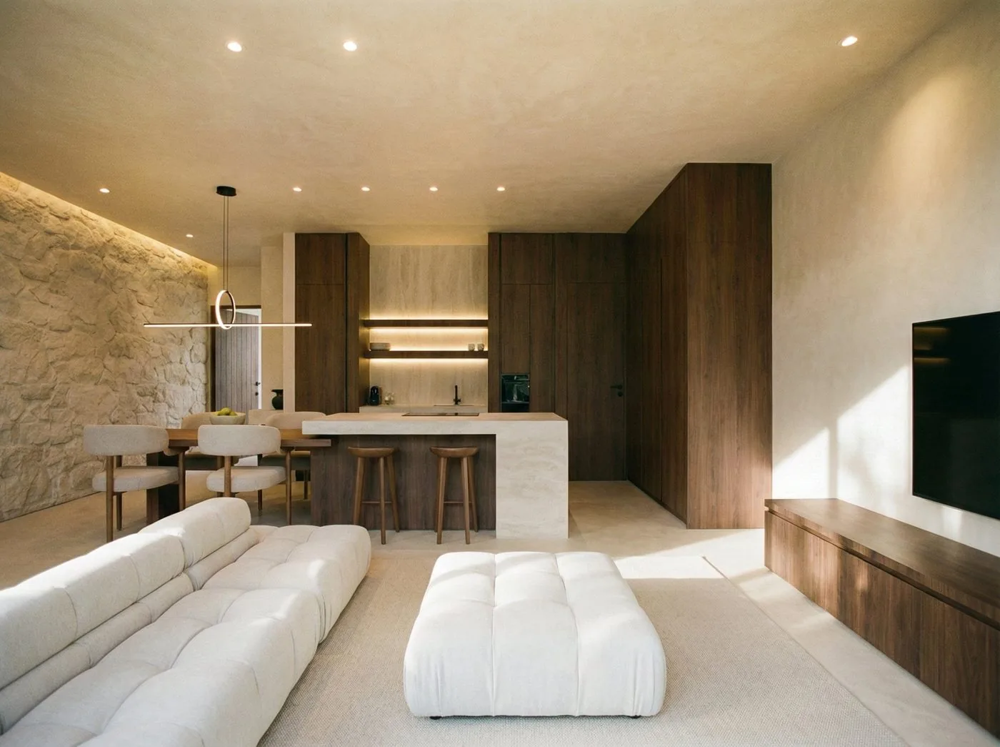 Open-plan living and kitchen