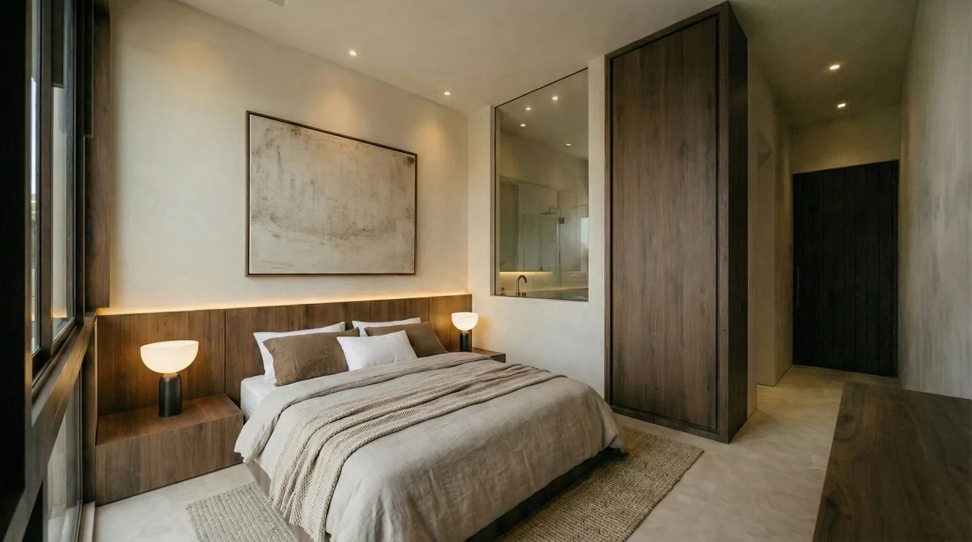 Master bedroom in walnut